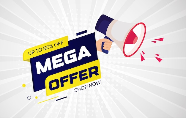 Mega miglior sconto offerta banner di vendita speciale con effetto di testo modificabile eps vector design