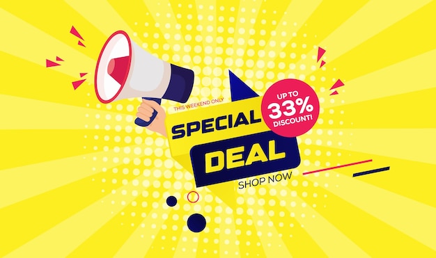 Mega beste kortingsaanbieding speciale verkoopbanner met bewerkbaar teksteffect EPS VECTOR-ontwerp