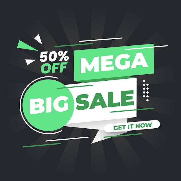 Шаблон рекламного баннера со скидкой Mega Big Sale