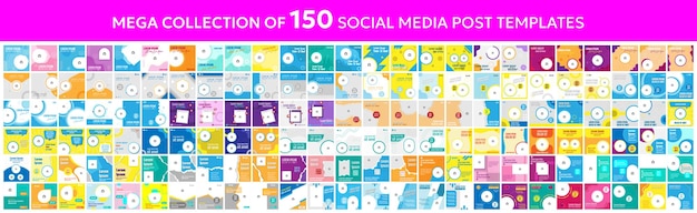 Vector mega collection of 150 social media post design template