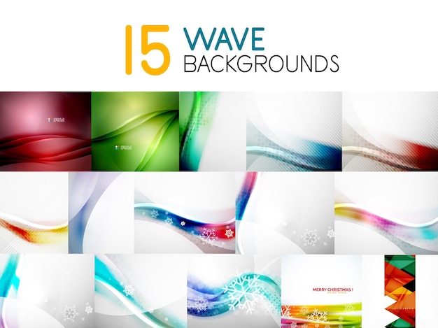 Mega collection of blurred wave abstract backgrounds vector