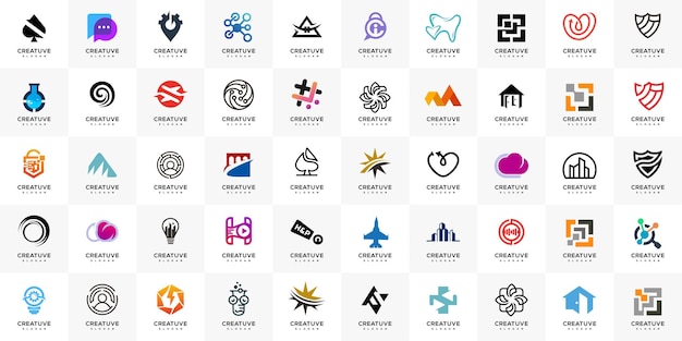 抽象的なロゴのメガコレクション 幾何学的な抽象的なデザインコンセプトのロゴ