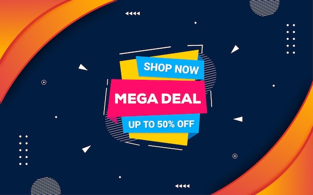 Mega deal banner design with editable text effect.