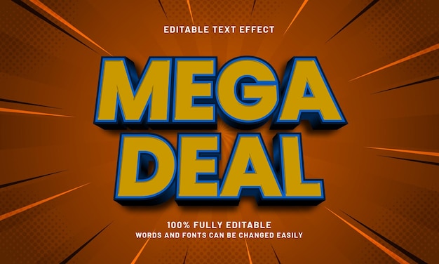 Mega deal bewerkbare tekst effecten met een korting promo en verkoop thema