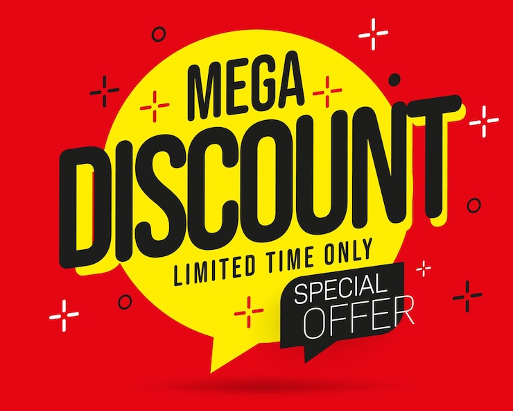 Vector mega discount label with limited time offer