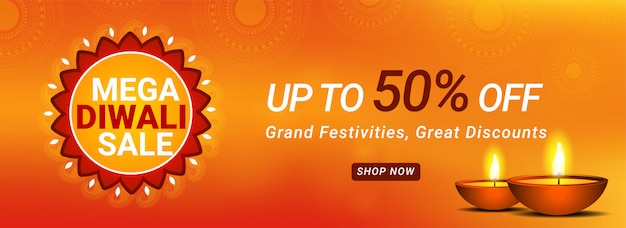 Mega diwali sale header or banner design.