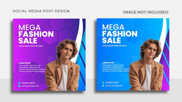 Mega fashion распродажа в социальных сетях и пост-реклама в instagram premium векторы