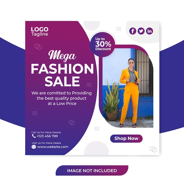 Vector mega fashion sale social media post-sjabloon