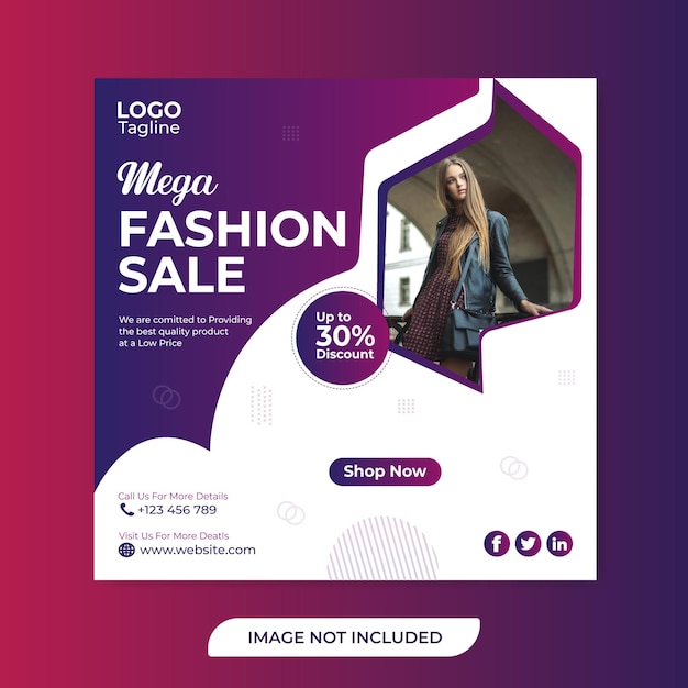 Vector mega fashion sale social media post-sjabloon