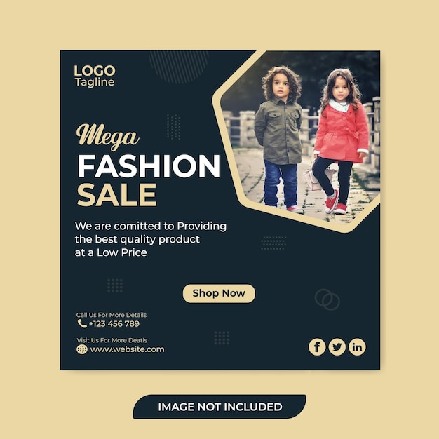 Vector mega fashion sale social media post-sjabloon