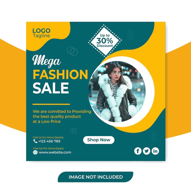 Mega fashion sale social media post-sjabloon