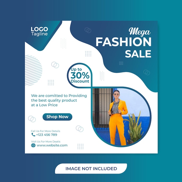 Mega fashion sale social media post template