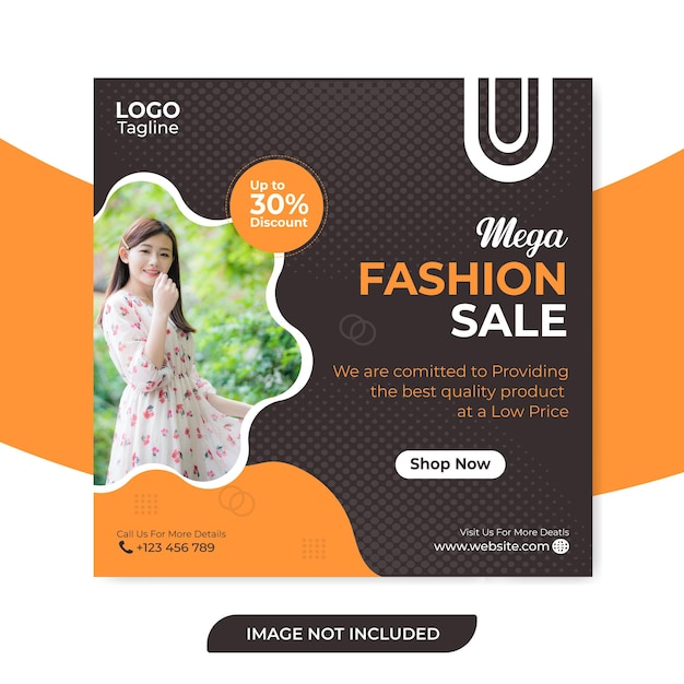 Vector mega fashion sale social media post template