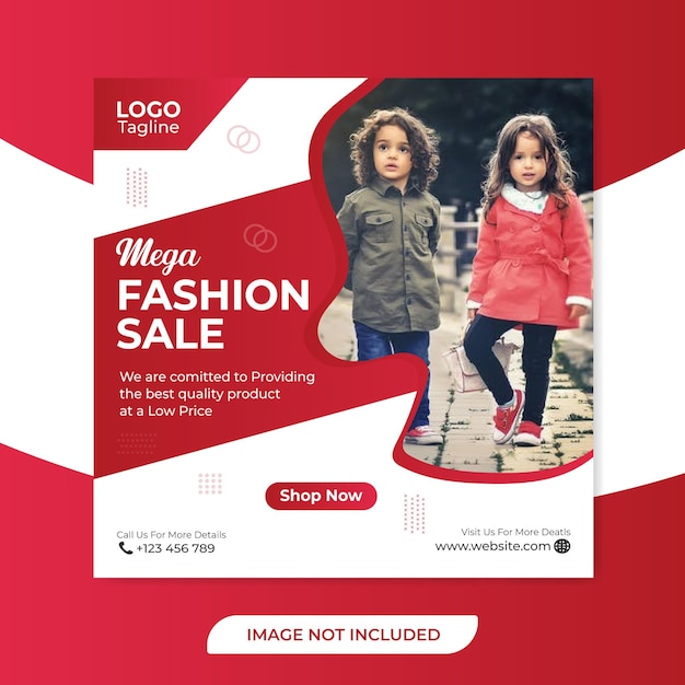 Vector mega fashion sale social media post template