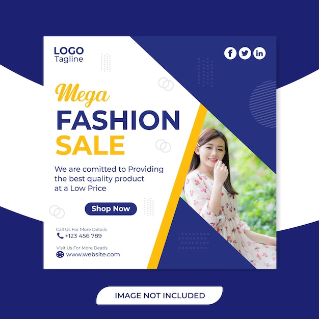 Vector mega fashion sale social media post template