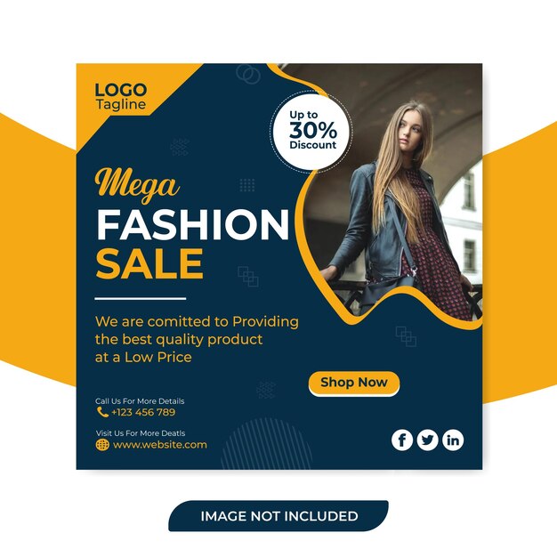 Vector mega fashion sale social media post template