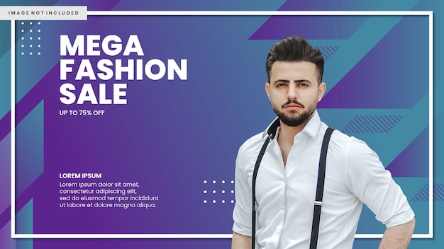 Вектор Мега модная распродажа в социальных сетях веб-баннер флаер и шаблон дизайна целевой страницы premium