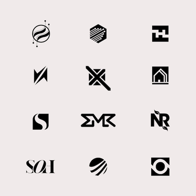 Mega logo collection Abstract design concept for branding with golden gradient