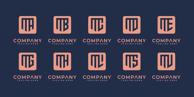 벡터 메가 로고 모노그램, 이니셜, 알파벳 및 문자 로고 컬렉션 m 등 로고 디자인 템플릿.