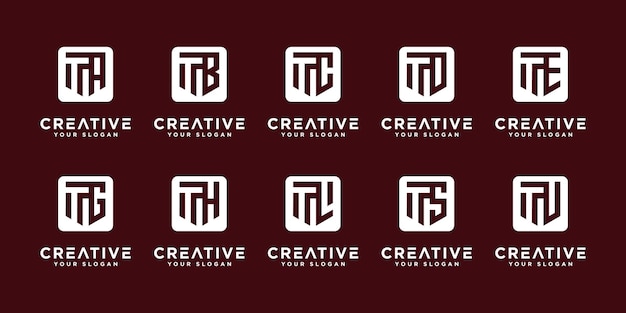 메가 로고 모노그램, 이니셜, 알파벳 및 문자 로고 컬렉션 T 등 로고 디자인 템플릿.