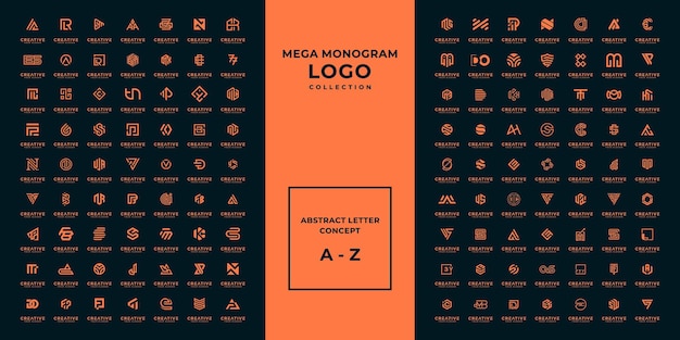 Vector mega logo monogram, initial, alphabet, and letter logo collection a - z