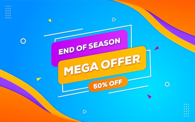 Mega offer banner design with editable text effect