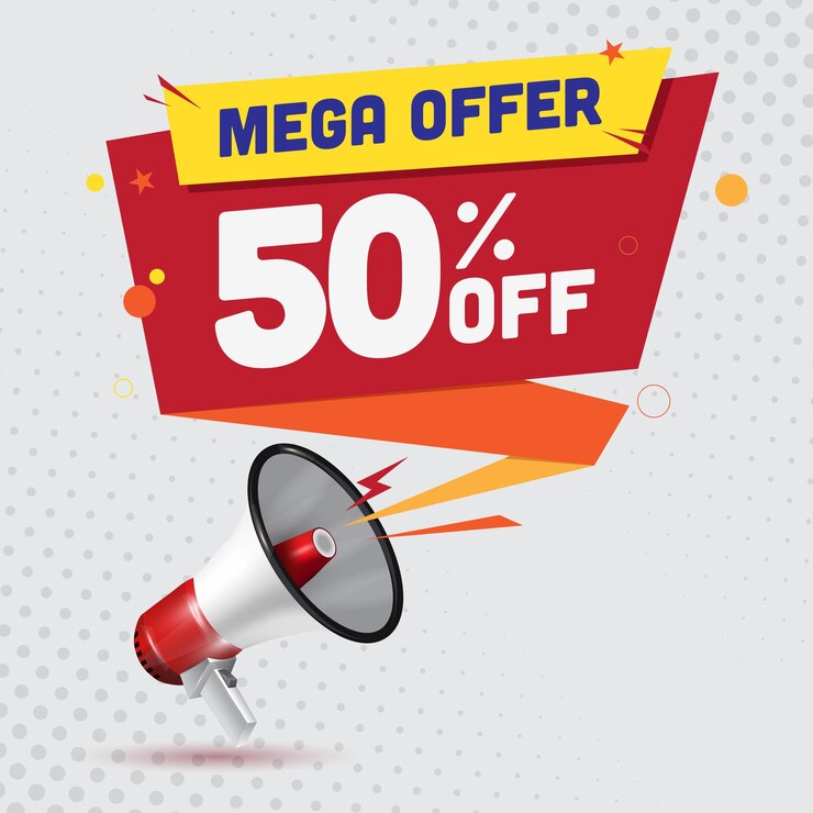 Vector mega offer callout from megaphone discount concept