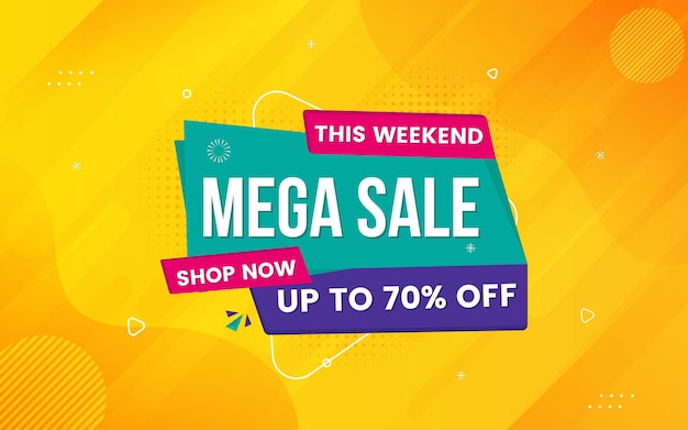 Mega offer special sale banner with editable text effect