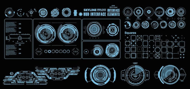 Vector mega pack set target hud futuristic user interface futuristic virtual graphic touch user interface