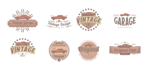 Mega pack collezione di segnali di trasporto vintage per il modello di progettazione del logo di ricambi auto per il servizio auto