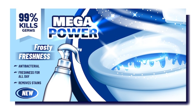 Vettore banner pubblicitario promozionale mega power cleaner