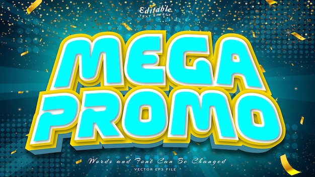 Mega promo 3d style editable text effect