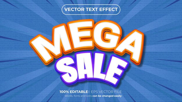 Mega sale 3d bewerkbare vector tekst stijl effect Vector tekst effect met luxe concept