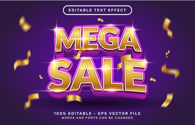 Mega sale 3d editable text effect with light color template