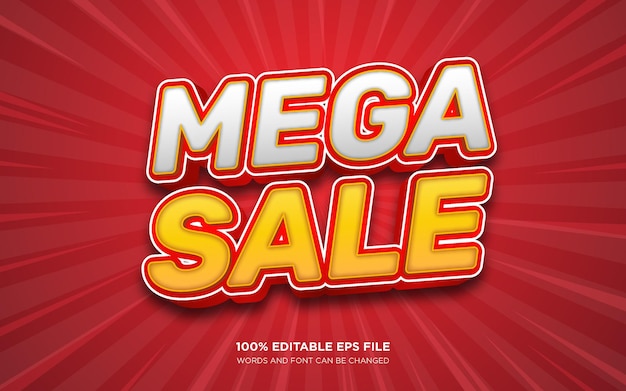 Mega Sale 3d редактируемый эффект стиля текста