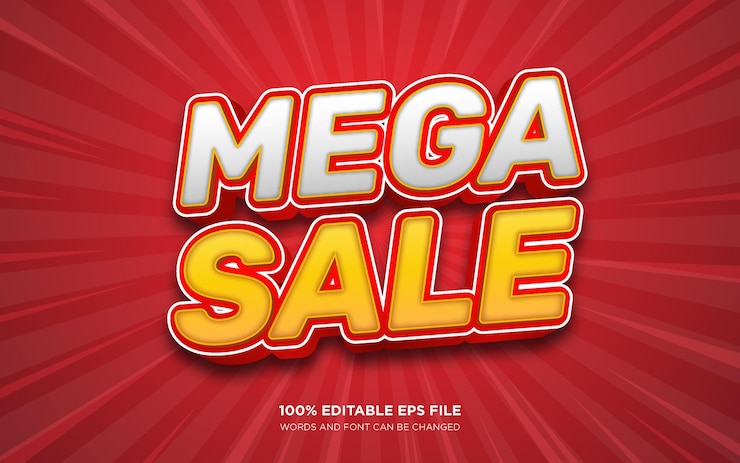 Vector mega sale 3d editable text style effect