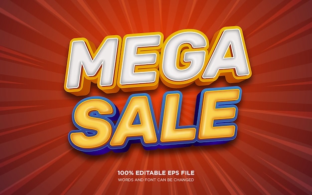 Mega Sale 3d editable text style effect