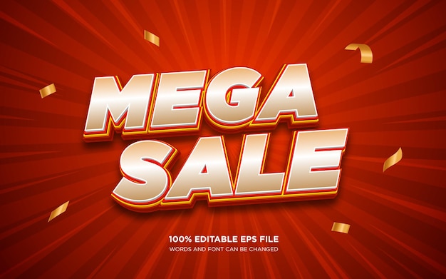 Mega sale 3d editable text style effect