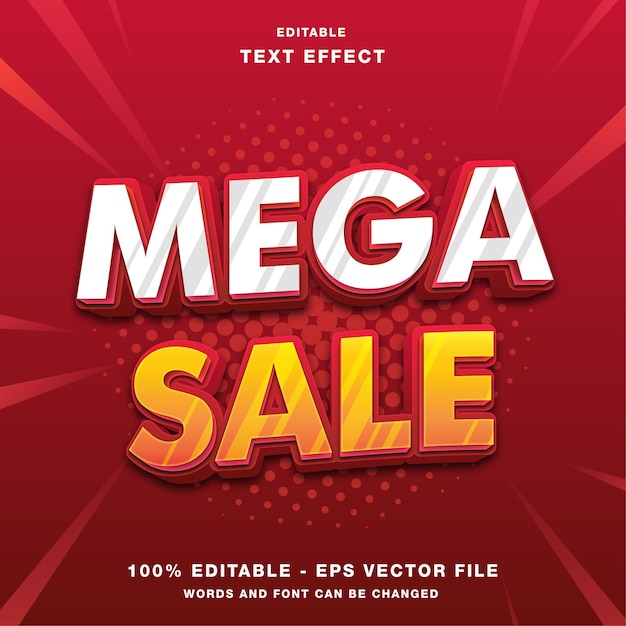 Mega Sale 3D-promotie Bewerkbaar teksteffect