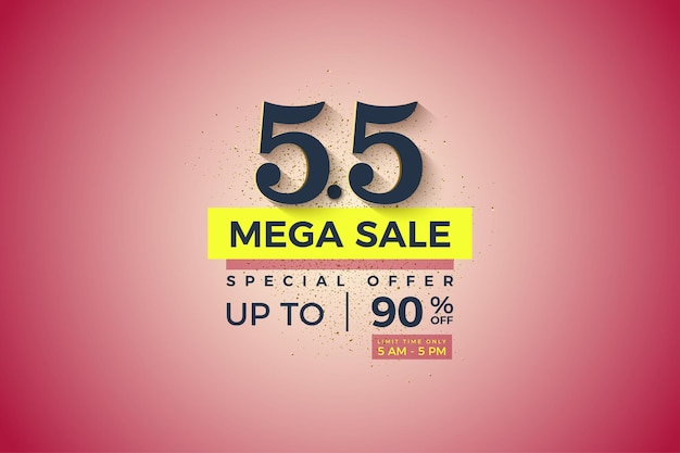 Mega sale at 5 5 sale with light gradient background