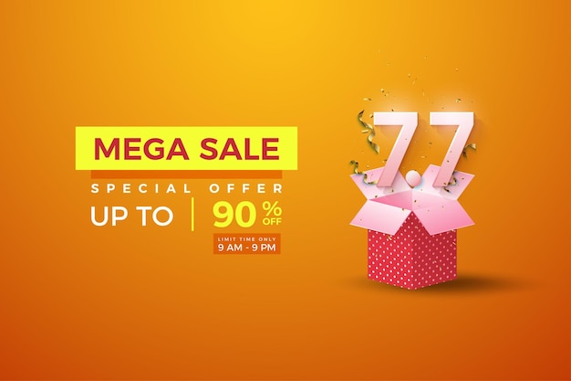 Mega sale at 7 7 sale with celebratory gift box