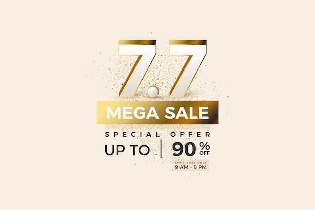 Vector mega sale at 7 7 sale with gold 3d numbers