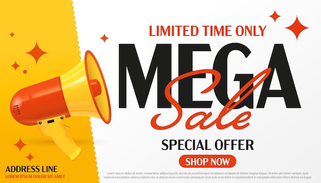 Mega sale announcement limited time special offer label