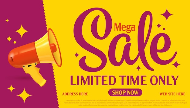 Mega sale announcement with limited time offer label