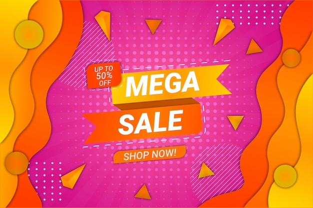 Mega sale background pink and blue fluid style