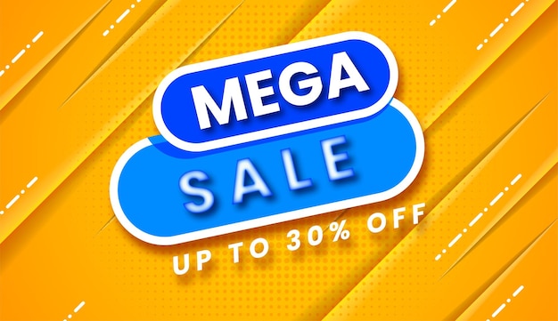 Mega sale background vector illustration text effect