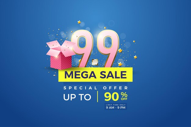 Mega sale background with gift box