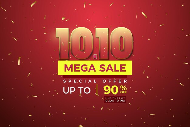 Mega sale background with transparent number