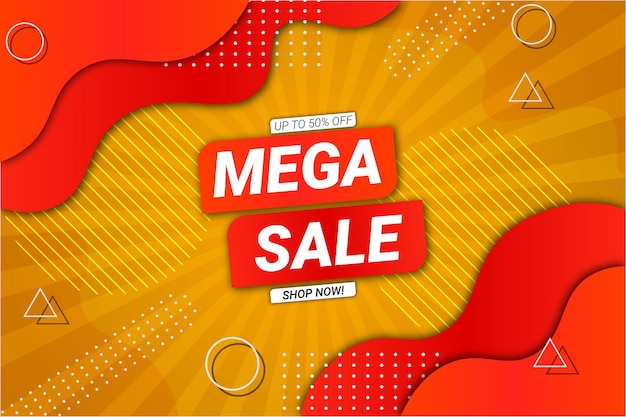 Mega sale background yellow and orange fluid style