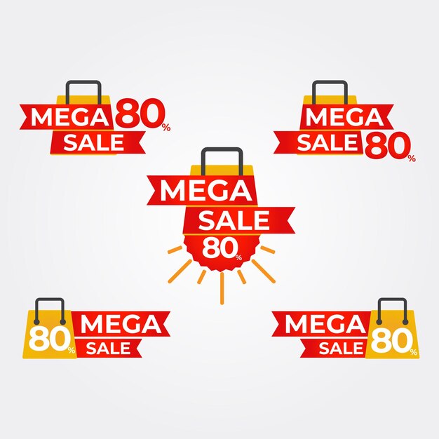 Mega sale badges collectie boodschappentas met mega sale badges collectie